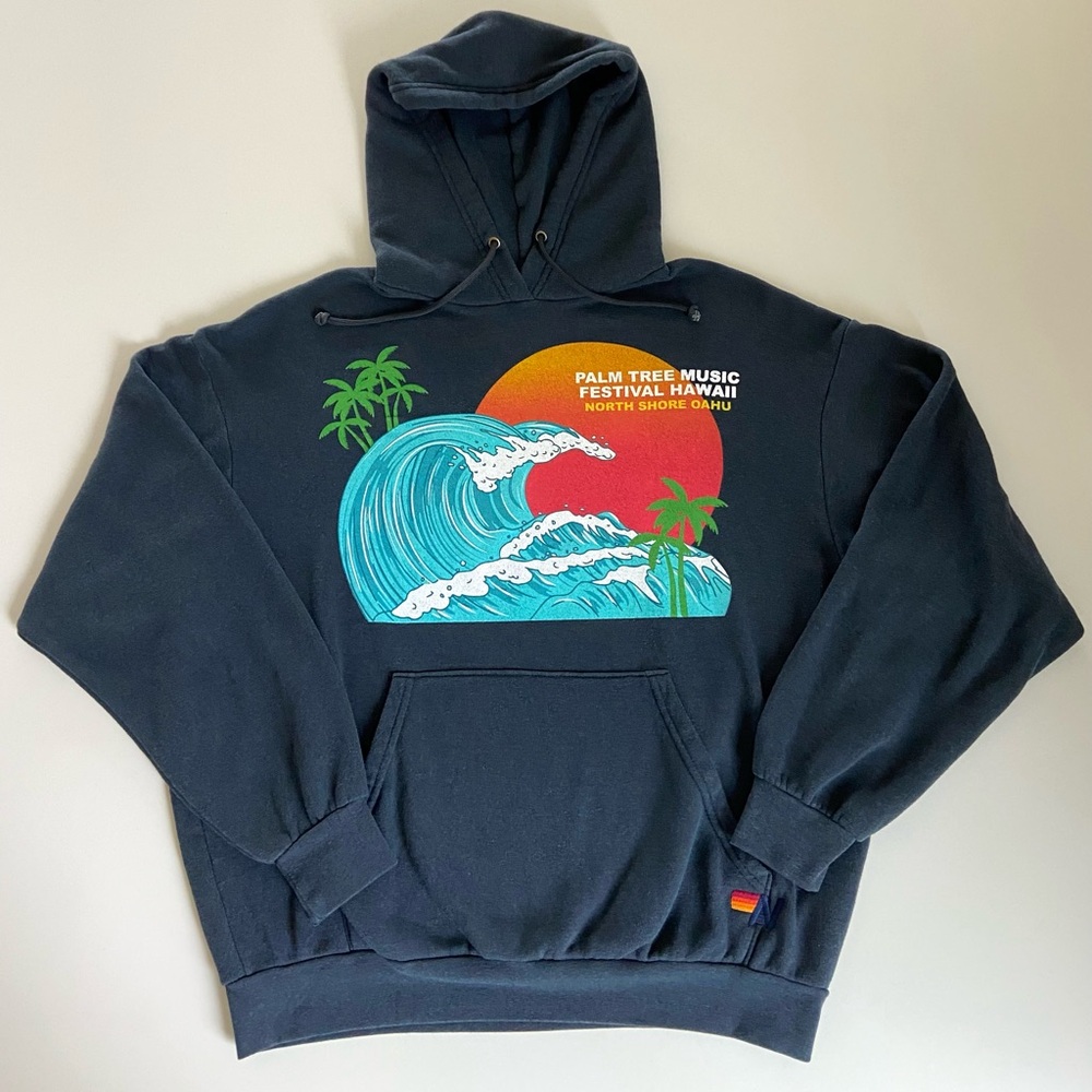 AVIATOR NATION x Palm Tree Music Festival North Shore Oahu Hoodie Unisex XS 🌈